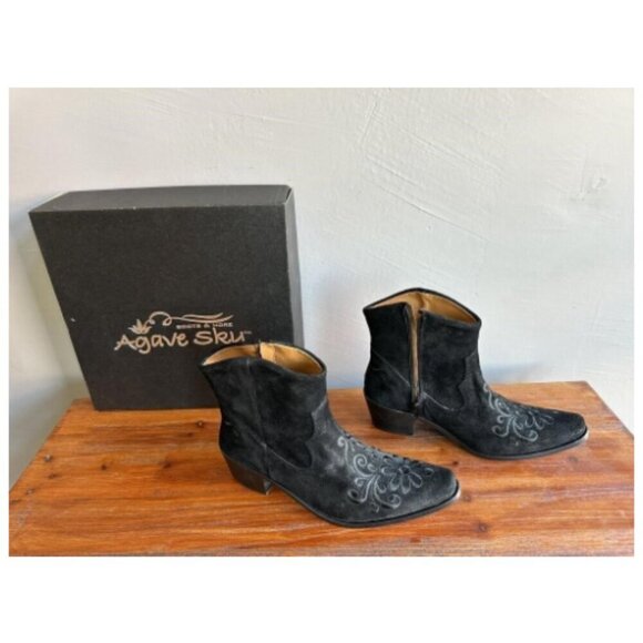 🩷🩷Agave Sky Black Vintage Floral Ankle Boot Size 10 - Picture 3 of 6